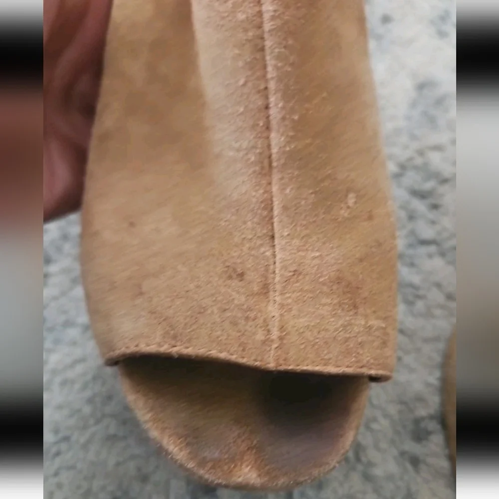Free People X Jeffrey Campbell Womens Tan Suede Platform Peep Toe  Heels 6.5